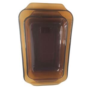 Set of 2 Anchor Hocking‎ Fire King Baking Dish Amber 2 Quart and 1-1/2 Quart